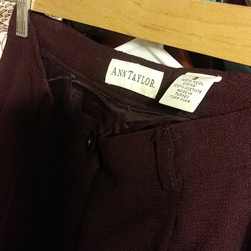 Ann Taylor Maroon Wool Dress Pants Lined - Picture 3 of 7
